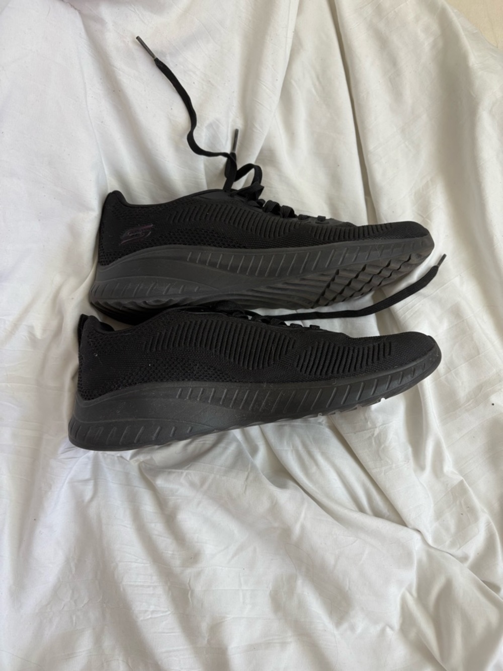 Skechers Black Knit Athletic Sneakers